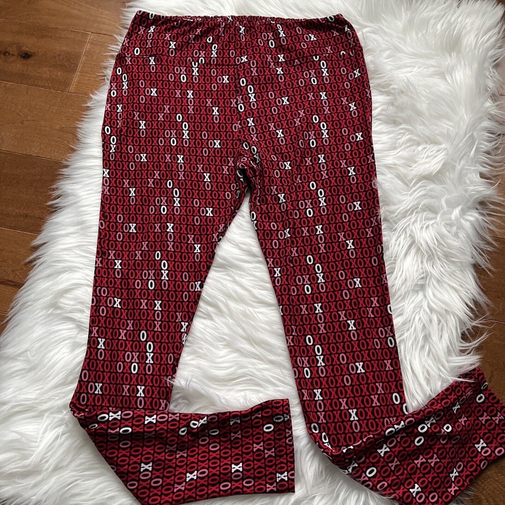 Lularoe Valentine’s Leggings Tall & Curvy Hugs Kisses XOXO Stretch